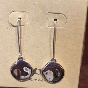 Paillette Single Drop Earrings - Shiny silver